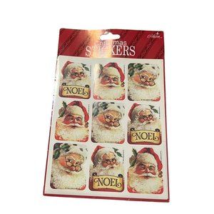 Vintage 90s Gibson Christmas Stickers Santa Faces Heads 3 sheets NEW NOS
